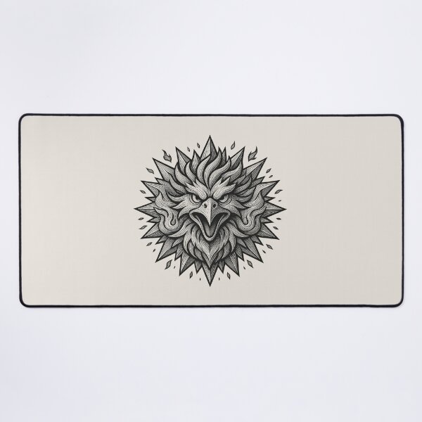 Item preview, Dark Fantasy Phoenix Woodcut Screaming Raptor Eagle Head Tattoo Art designed and sold by MarCinu Art.