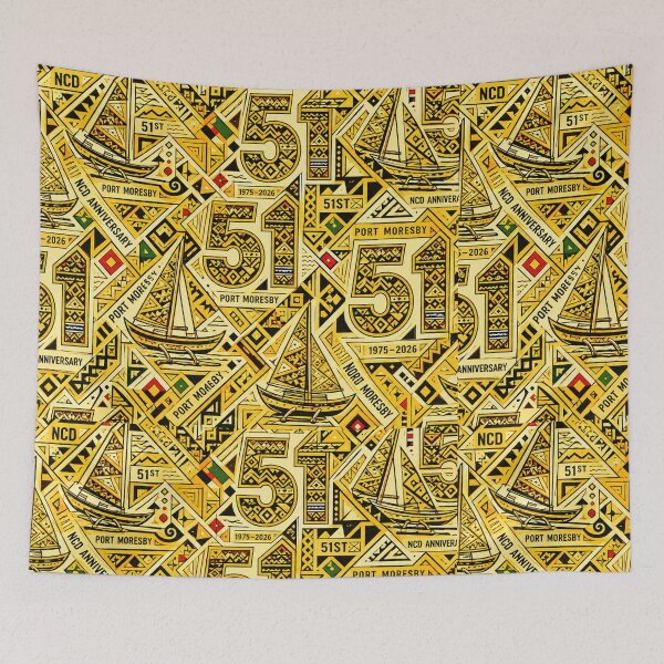 Item preview, NCD 51st Anniversary 1975–2026 | Port Moresby PNG Heritage Pattern designed and sold by DiiStyle.