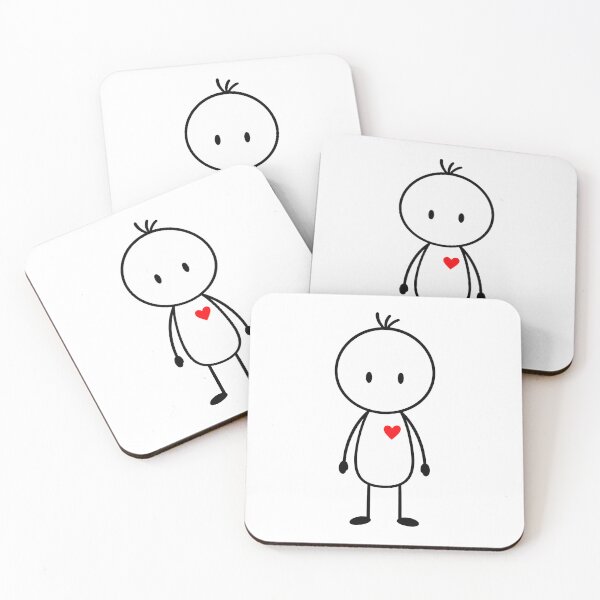 Item preview, Cute Minimalist Stick Figure with Red Heart designed and sold by WASABIgreen.