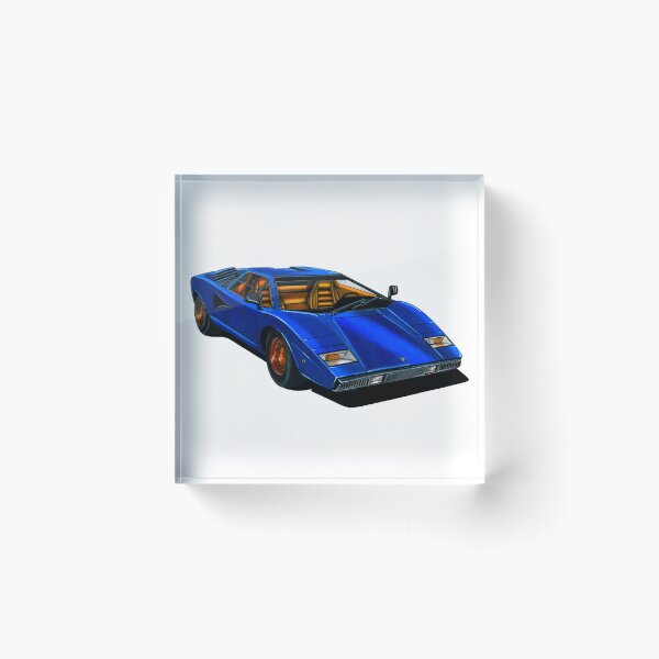 Item preview, Exclusive drawing legendary italian super car blue Countach LP400 5.2L V12 engine designed and sold by Cars23.