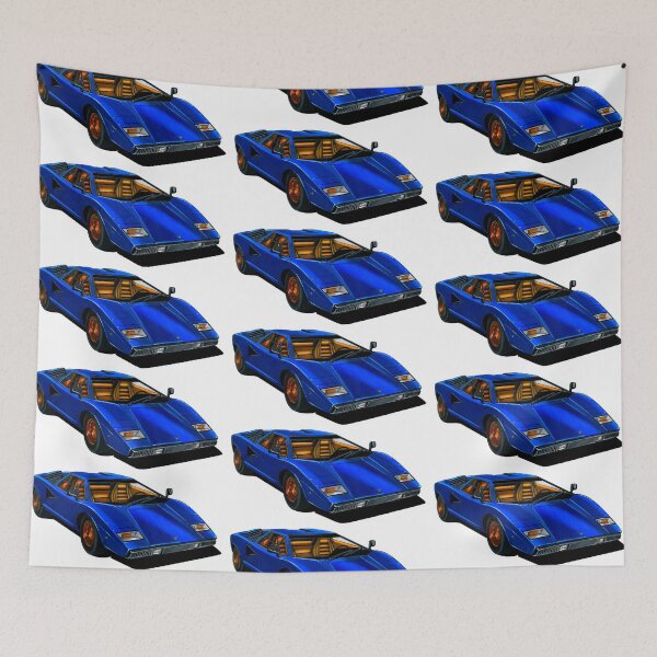 Item preview, Exclusive drawing legendary italian super car blue Countach LP400 5.2L V12 engine designed and sold by Cars23.