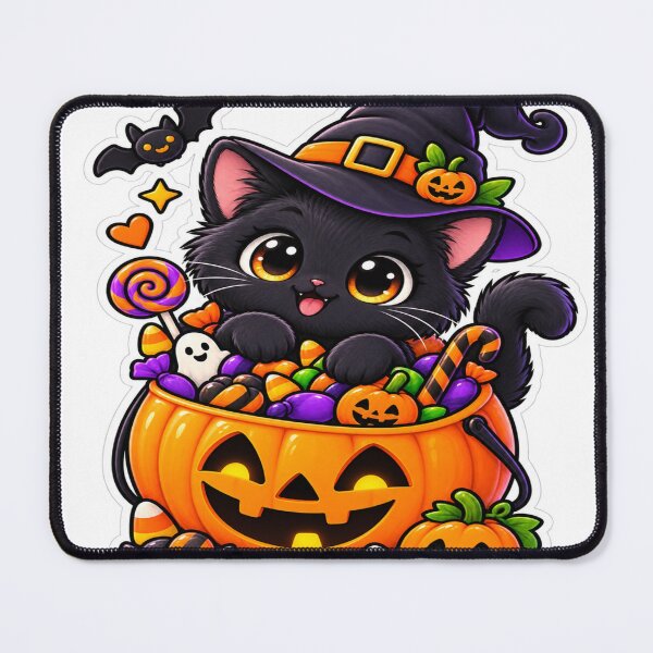 Item preview, Cute Black Cat Halloween Candy Bucket Sticker designed and sold by Genzfirevibes.