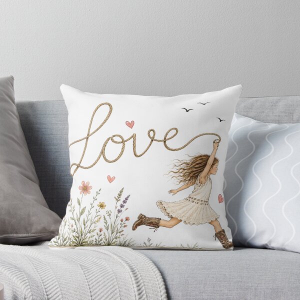 Item preview, Country Girl Lassoing Love Rustic Rope Typography Illustration designed and sold by IvanaIka.