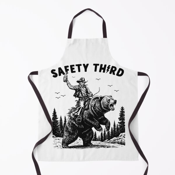 Item preview, "Safety Third" Cowboy Bear Rider Wild West Adventure - Vintage Woodcut Style designed and sold by Shopeon Designs.