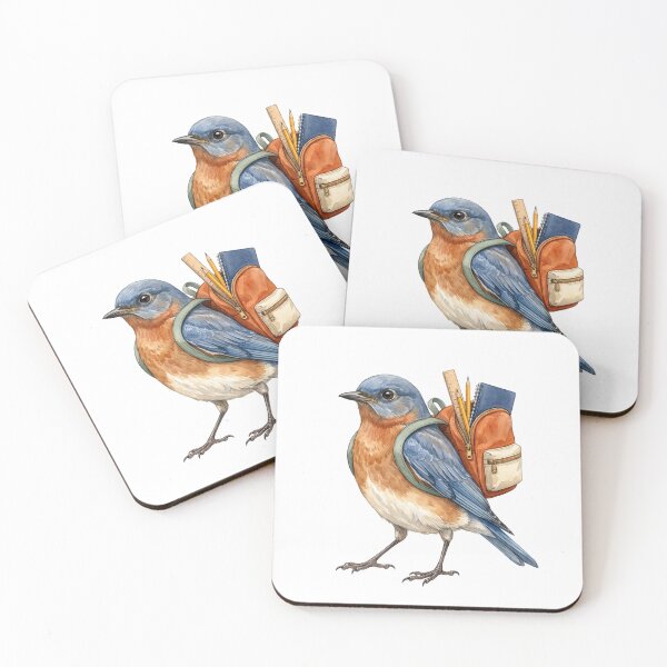 Item preview, Bluebird with School Backpack designed and sold by Roy & Tiffany.