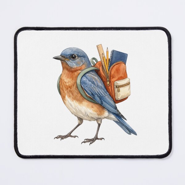 Item preview, Bluebird with School Backpack designed and sold by Roy & Tiffany.