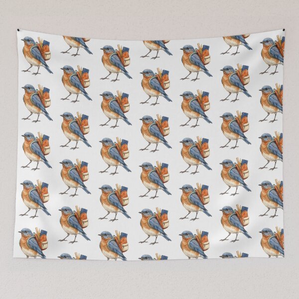 Item preview, Bluebird with School Backpack designed and sold by Roy & Tiffany.