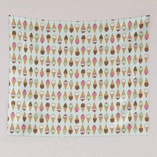 Item preview, Rows of ice cream cones with sprinkles on pale mint green background designed and sold by Chantal creates.