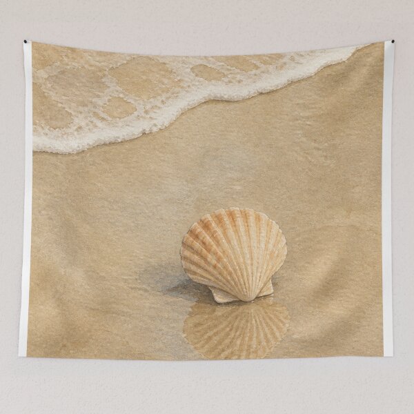 Item preview, Shell on Wet Sand Watercolour Coastal designed and sold by GoldenHourWalls.