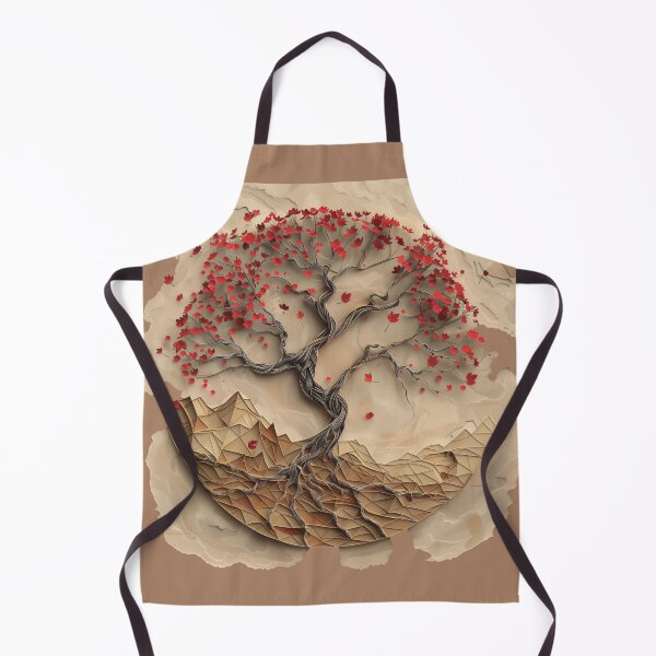 Item preview, Surreal red tree, geometric root papercraft art designed and sold by silduna.