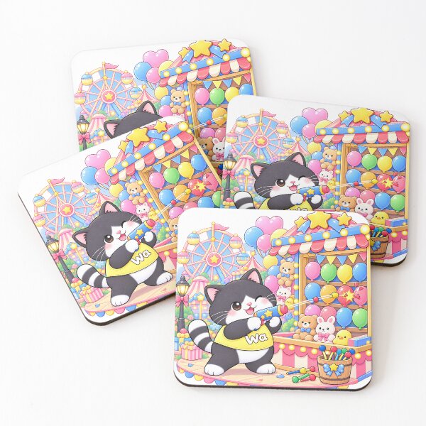 Item preview, Kawaii Black Cat Playing Balloon Pop Carnival Game designed and sold by Wawa5656.