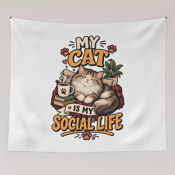 Item preview, My Cat Is My Social Life Funny Introvert Cat designed and sold by Haji  Kamora.