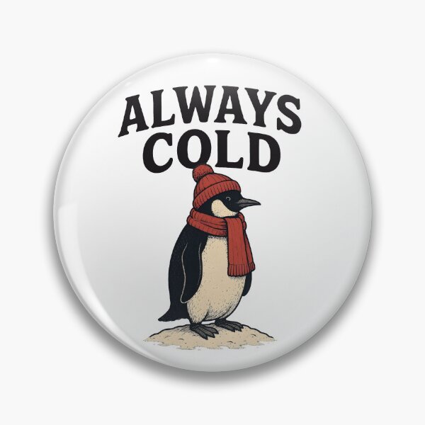 Item preview, Always Cold Funny Winter Penguin Scarf And Hat Retro designed and sold by Photo-Sphere101.