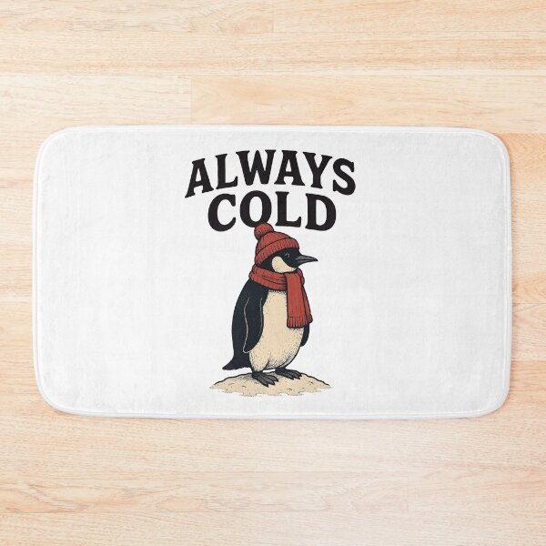 Item preview, Always Cold Funny Winter Penguin Scarf And Hat Retro designed and sold by Photo-Sphere101.