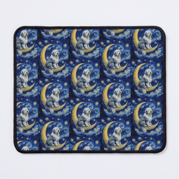 Item preview, Funny Old English Sheepdog Starry Night Painting Cute Moon Stars Mom Dad Kids designed and sold by FurryHavenPH.