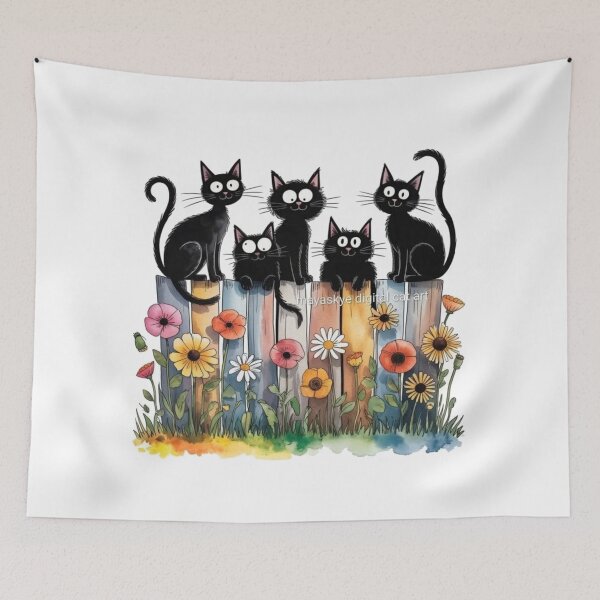 Item preview, Cats / Happy Cats / Old Pattern / USA / Black / Colorful / Creative T-shirt designed and sold by Creative T-shirts.