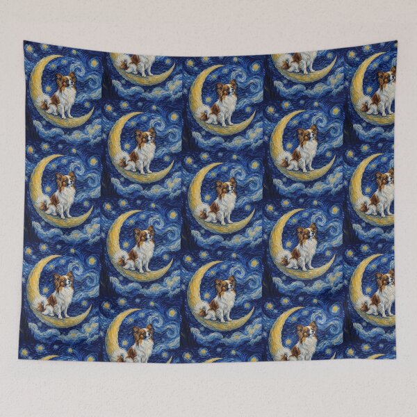 Item preview, Funny Papillon Starry Night Painting Cute Moon Stars Mom Dad Kids designed and sold by FurryHavenPH.