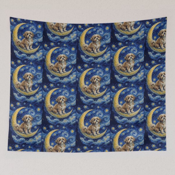 Item preview, Funny Peekapoo Starry Night Painting Cute Moon Stars Mom Dad Kids designed and sold by FurryHavenPH.