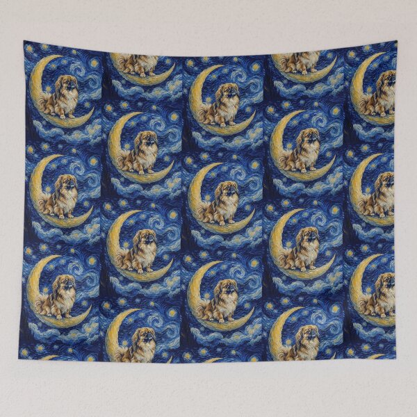 Item preview, Funny Pekingese Starry Night Painting Cute Moon Stars Mom Dad Kids designed and sold by FurryHavenPH.