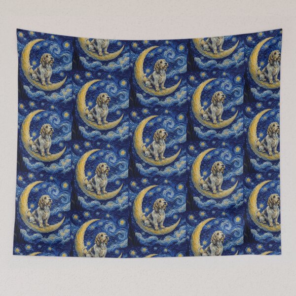Item preview, Funny Petit Basset Griffon Vendeen Starry Night Painting Cute Moon Stars Mom Dad Kids designed and sold by FurryHavenPH.