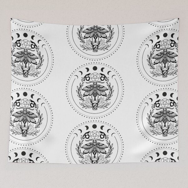 Item preview, Witchy Moth, serpents and the moon phases designed and sold by CursedButCute1.