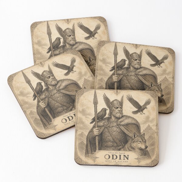 Item preview, Odin Norse Mythology - Ivory Vintage Viking Engraving Art designed and sold by SunnyDesign82.