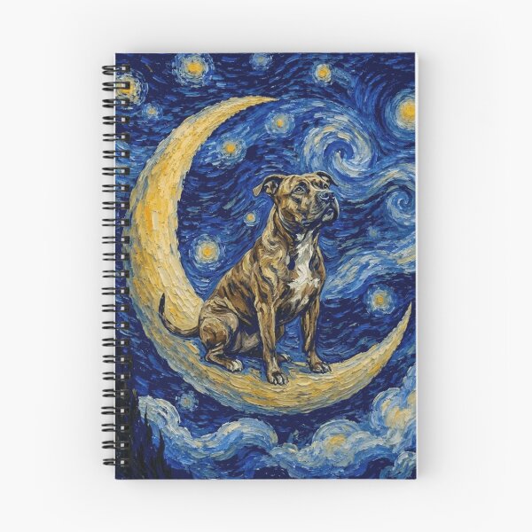 Item preview, Funny Pitbull Starry Night Painting Cute Moon Stars Mom Dad Kids designed and sold by FurryHavenPH.