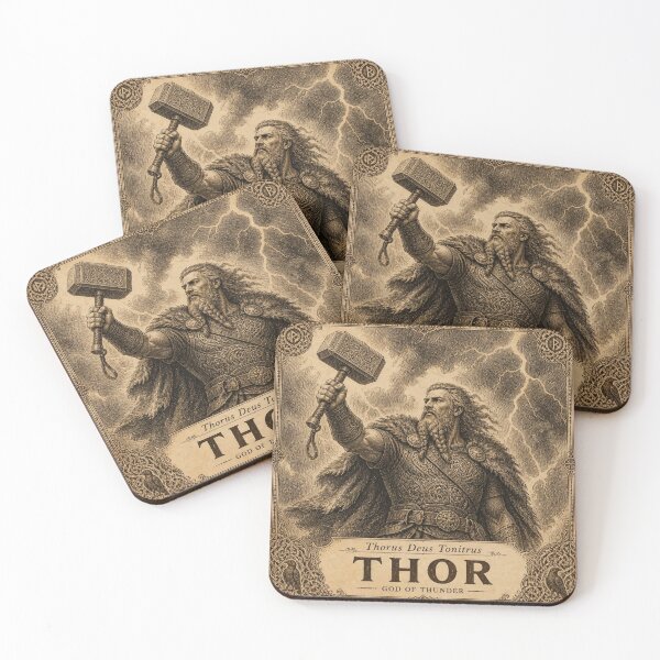 Item preview, Thor Norse Mythology - Ivory Vintage Viking Engraving Art designed and sold by SunnyDesign82.
