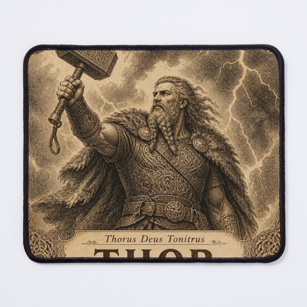 Item preview, Thor Norse Mythology - Ivory Vintage Viking Engraving Art designed and sold by SunnyDesign82.