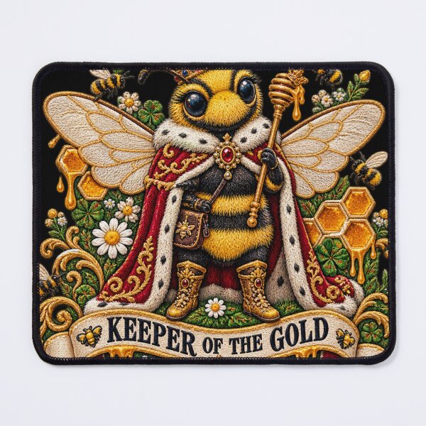 Item preview, Bumblebee Keeper of the Gold – Royal Medieval Embroidered Bee Art designed and sold by Emoji Emblems.