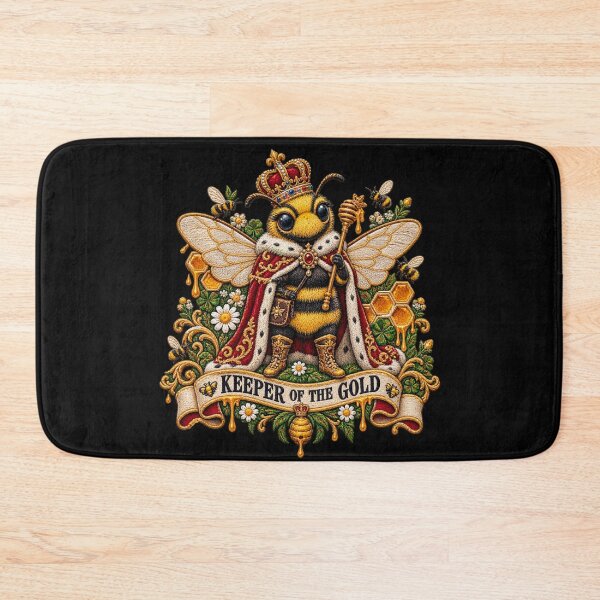 Item preview, Bumblebee Keeper of the Gold – Royal Medieval Embroidered Bee Art designed and sold by Emoji Emblems.
