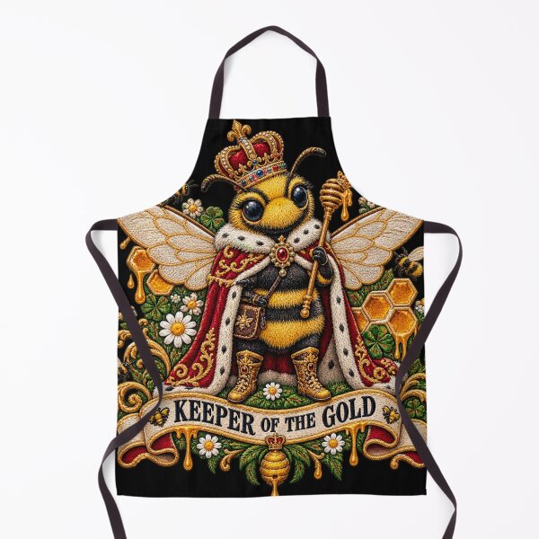 Item preview, Bumblebee Keeper of the Gold – Royal Medieval Embroidered Bee Art designed and sold by Emoji Emblems.