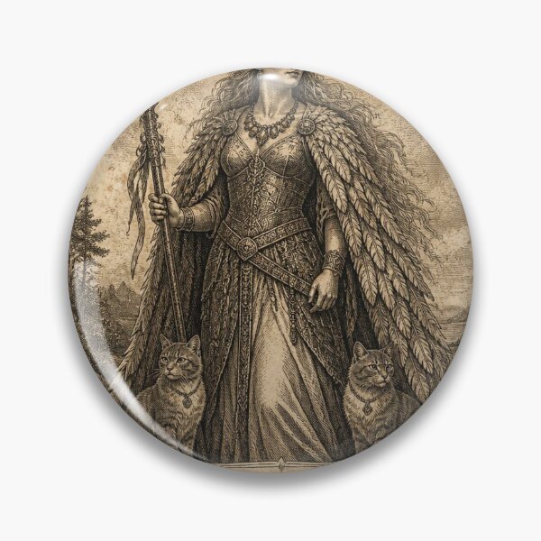Item preview, Freyja Norse Mythology - Ivory Vintage Viking Engraving Art designed and sold by SunnyDesign82.