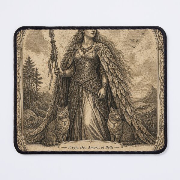 Item preview, Freyja Norse Mythology - Ivory Vintage Viking Engraving Art designed and sold by SunnyDesign82.