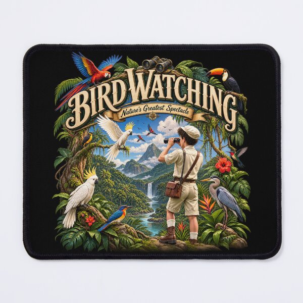 Item preview, Bird Watching Adventure – Vintage Tropical Birdwatcher designed and sold by creativebymateo.
