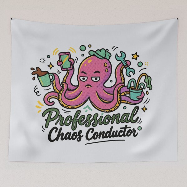 Item preview, Professional Chaos Conductor Funny Multitasking Octopus Office Humor designed and sold by MarCinu Art.