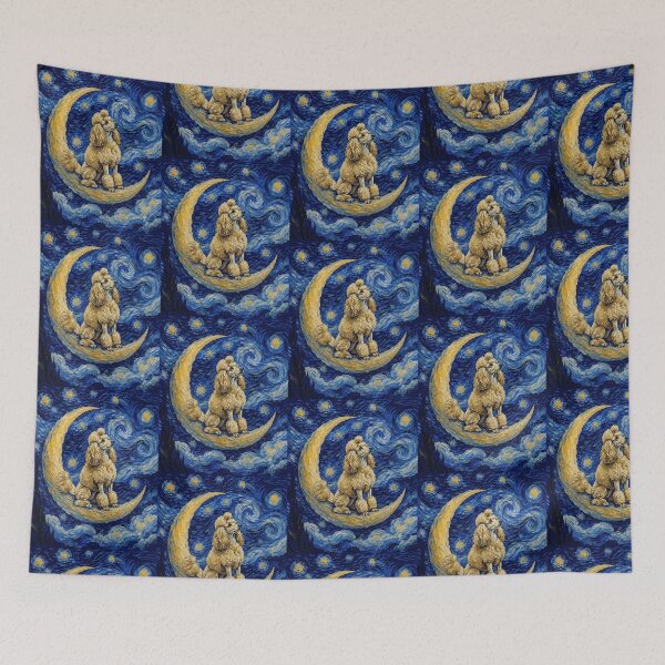 Item preview, Funny Poodle Starry Night Painting Cute Moon Stars Mom Dad Kids designed and sold by FurryHavenPH.