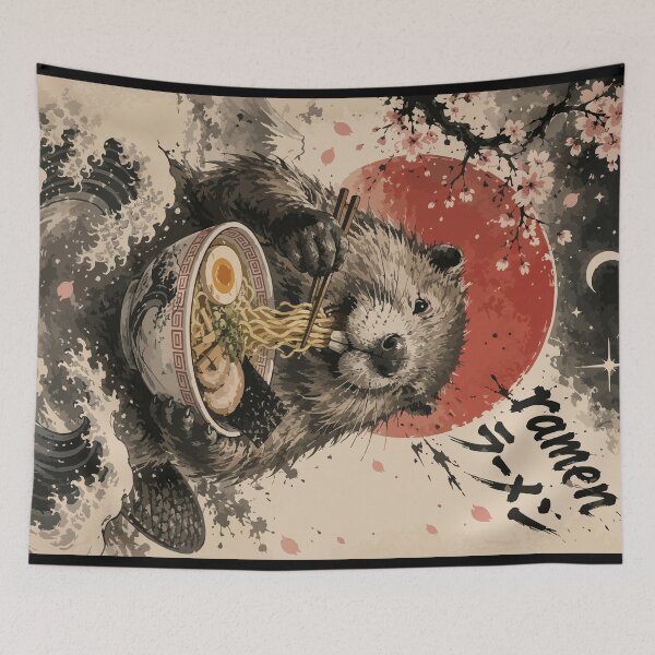 Item preview, Beaver Ramen Sumie Japanese Vintage designed and sold by TomFrontierArt.