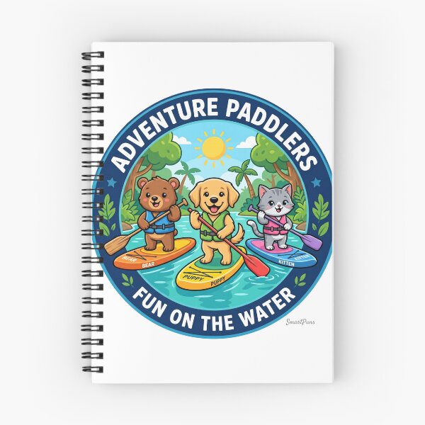 Item preview, Adventure Paddlers Fun on the Water – Cute Animals Stand Up Paddleboarding, Cartoon Bear Dog Cat SUP Circle Emblem, Summer Camping Logo Sticker designed and sold by SmartPuns.