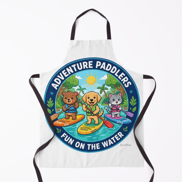 Item preview, Adventure Paddlers Fun on the Water – Cute Animals Stand Up Paddleboarding, Cartoon Bear Dog Cat SUP Circle Emblem, Summer Camping Logo Sticker designed and sold by SmartPuns.