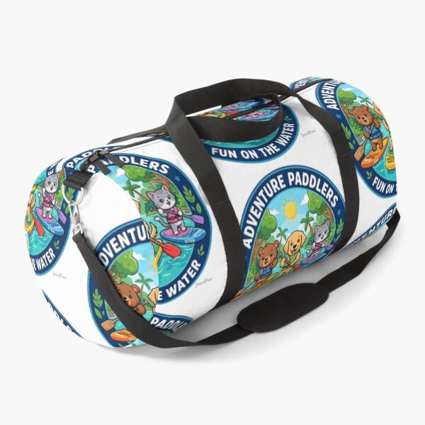 Item preview, Adventure Paddlers Fun on the Water – Cute Animals Stand Up Paddleboarding, Cartoon Bear Dog Cat SUP Circle Emblem, Summer Camping Logo Sticker designed and sold by SmartPuns.
