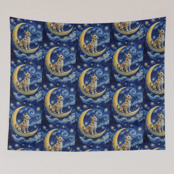 Item preview, Funny Portuguese Podengo Pequeno Starry Night Painting Cute Moon Stars Mom Dad Kids designed and sold by FurryHavenPH.