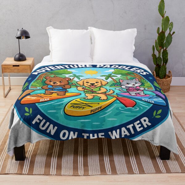 Item preview, Adventure Paddlers Fun on the Water – Cute Animals Stand Up Paddleboarding, Cartoon Bear Dog Cat SUP Circle Emblem, Summer Camping Logo Sticker designed and sold by SmartPuns.