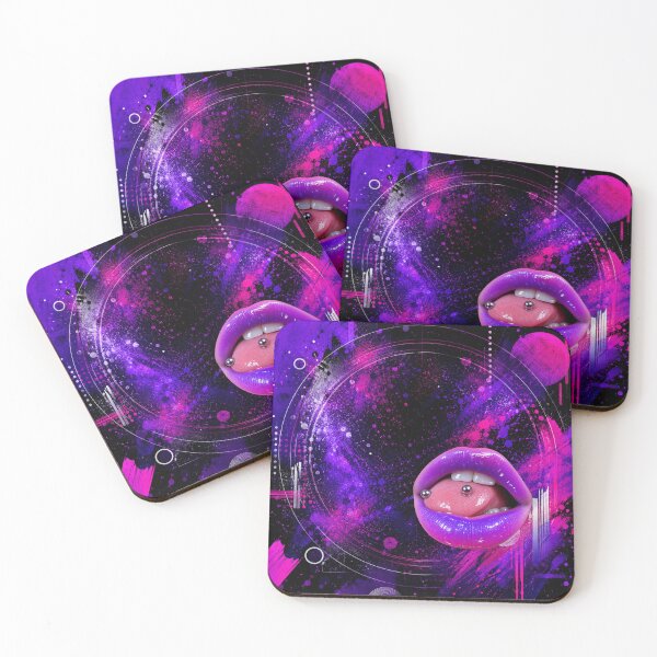 Item preview, Neon Purple Lips Abstract Art designed and sold by stickoala.