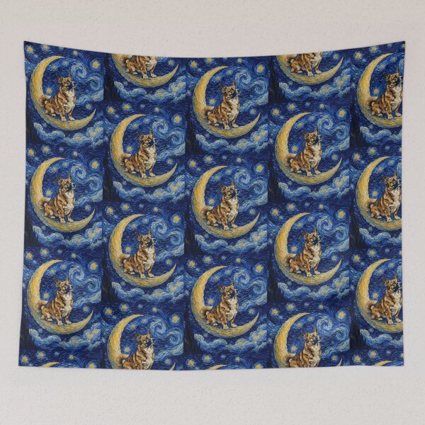 Item preview, Funny Red Brindle With Mask Corgi Starry Night Painting Cute Moon Stars Mom Dad Kids designed and sold by FurryHavenPH.