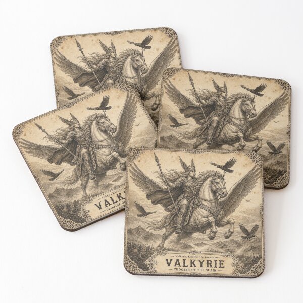 Item preview, Valkyrie Norse Mythology - Ivory Vintage Viking Engraving Art designed and sold by SunnyDesign82.