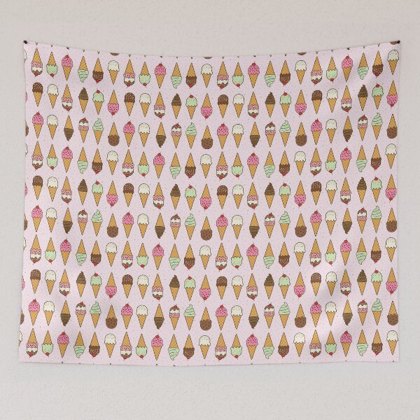 Item preview, Rows of ice cream cones with sprinkles on pale pink background designed and sold by Chantal creates.