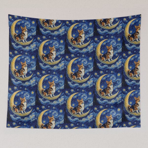 Item preview, Funny Red Headed Tricolor Corgi Starry Night Painting Cute Moon Stars Mom Dad Kids designed and sold by FurryHavenPH.