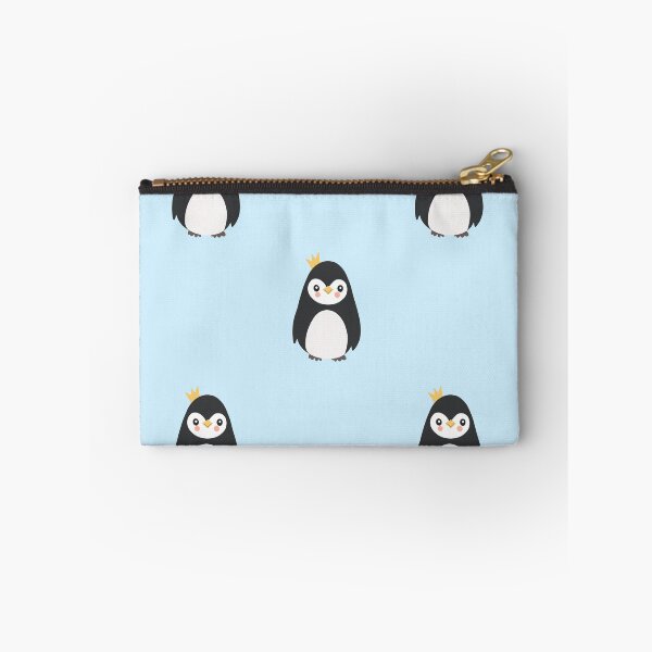 Item preview, Cute Penguin with Crown Seamless Pattern - Kawaii Blue Print designed and sold by WhiskerandQuill.