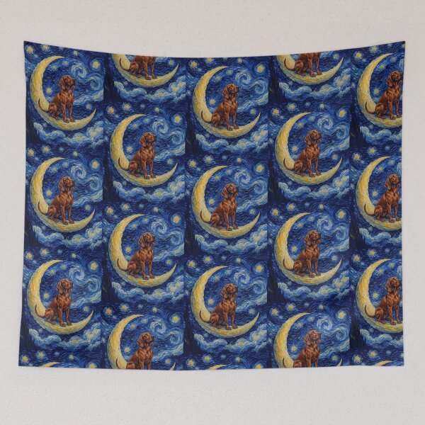 Item preview, Funny Redbone Coonhound Starry Night Painting Cute Moon Stars Mom Dad Kids designed and sold by FurryHavenPH.